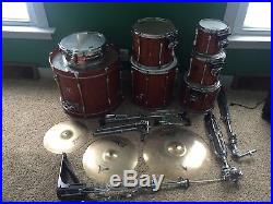 Pearl 6pc Amber Mist Export drum set with zildjan a customs and hardware