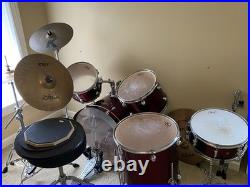 Pearl Center Stage 019460 Drum Kit And Zildjian Cymbals Wine Red Pearl Center Stage 019460 Drum Kit And Zildjian Cymbals Wine Red