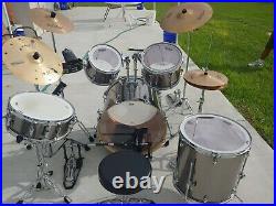 Pearl Export 5 Piece Drum Set with Hardware And Zildjian Cymbals Bronze Metallic