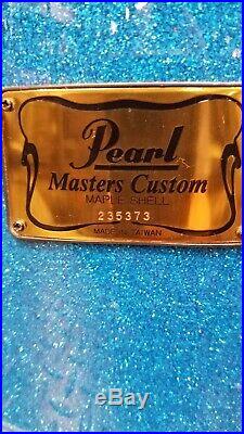 Pearl Masters Custom Mmx Ocean Sparkle Drum Set Kit silver Satin 6 Piece Mint