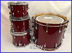 Pearl Masters Studio All Birch Shell Drum Set Kit Red Sparkle 4-Piece