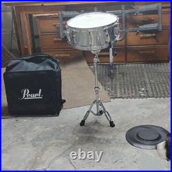 Pearl Metal Snare Drum Set Snare with Snare Stand and Carrying Bag