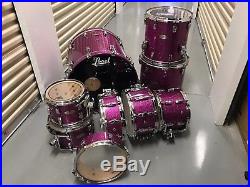 Pearl Reference Raspberry Purple Sparkle 9 pc Drum Set shell pack MINT Condition
