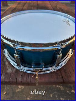 Pearl Session Custom 14x5.5 maple snare drum With SuperHoops blue/green teal