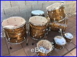 Pearl Strata Gold Drum Set 8,10,12,14,16,18 Toms 20 Bass Gretsch 16.5 Sig Snare
