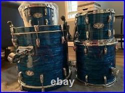 Pearl Vision Drum Set Birch 5 pc with Hardware Cymbals Crash Pads Strata Blue