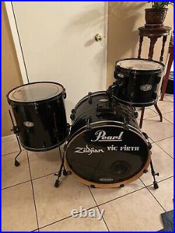 Pearl Vision SST Birch Plyshell 3 Piece Black Drum Set