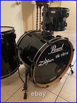 Pearl Vision SST Birch Plyshell 3 Piece Black Drum Set