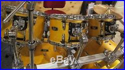Pearl Wood/Fiberglass Double Bass Drumset Antique Gold Lacquer MINT 24 Bass