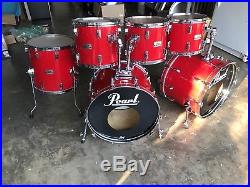 Pearl World Series Red Drum Set Kit 6 Piece Double Bass Drums Birch Mahogany