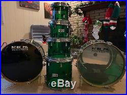 Pork Pie Percussion Green Acrylic Drum Set 8, 10, 12, 14, 22, 22