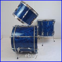 Premier 20,12,16 Blue Pearl Drum Set 3Ply Birch+Die-Cast-Rims Vintage 60s#54 UK