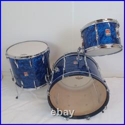 Premier 20,12,16 Blue Pearl Drum Set 3Ply Birch+Die-Cast-Rims Vintage 60s#54 UK