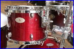 Premier 6pc Artist Birch Drum Set Transparent Cherry Red Lacquer 1990's