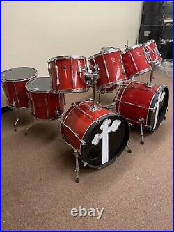 Premier APK 11 Piece Drum Set WITH Cases/Bags Vintage-Red-FREE Shipping