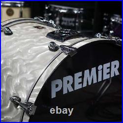 Premier APK Series 4 Piece Drum Set White Satin Flame 10/12/14/22
