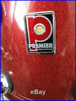 Premier Genista 90s Red Sparkle Lacquer Drum Set Birch Made in England