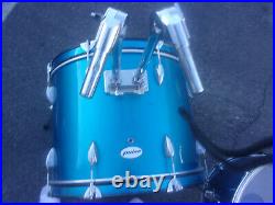 Pulse 8 Piece Drum Set 6 x Toms 22 Bass Wood Shell Blue 14 Steel Snare 2 Stand