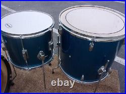 Pulse 8 Piece Drum Set 6 x Toms 22 Bass Wood Shell Blue 14 Steel Snare 2 Stand
