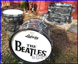 RARE Original Vintage 1964-65 Black Oyster Pearl DOWNBEAT Drum Set Kit-MUST SEE