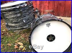 RARE Original Vintage 1964-65 Black Oyster Pearl DOWNBEAT Drum Set Kit-MUST SEE