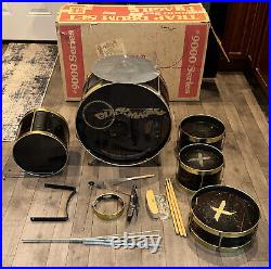 RARE Original Vintage 70's Black Magic Noble and Cooley Tin 5 pc. Drum Set Kit