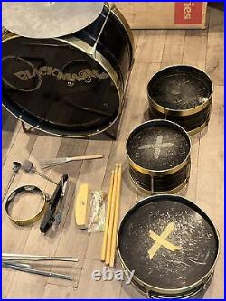 RARE Original Vintage 70's Black Magic Noble and Cooley Tin 5 pc. Drum Set Kit