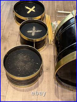 RARE Original Vintage 70's Black Magic Noble and Cooley Tin 5 pc. Drum Set Kit