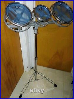 RARE Vintage Roto Toms 3 Drum Set with Stand Granite Percussion Brand SOLID