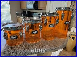 RCI Ludwig Amber Vistalite Octabons 4 pc 6 x 6,8,10,12 Acrylic With LP Claws