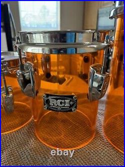 RCI Ludwig Amber Vistalite Octabons 4 pc 6 x 6,8,10,12 Acrylic With LP Claws