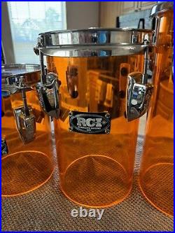 RCI Ludwig Amber Vistalite Octabons 4 pc 6 x 6,8,10,12 Acrylic With LP Claws