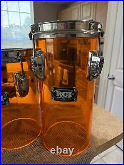 RCI Ludwig Amber Vistalite Octabons 4 pc 6 x 6,8,10,12 Acrylic With LP Claws