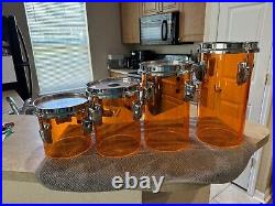 RCI Ludwig Amber Vistalite Octabons 4 pc 6 x 6,8,10,12 Acrylic With LP Claws