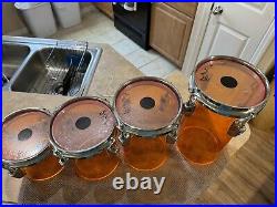 RCI Ludwig Amber Vistalite Octabons 4 pc 6 x 6,8,10,12 Acrylic With LP Claws