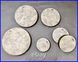 REMO Pre-Tuned Fiberskyn Hand Drum Set of 6+1 World-Style Nesting Flat Drums