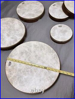 REMO Pre-Tuned Fiberskyn Hand Drum Set of 6+1 World-Style Nesting Flat Drums