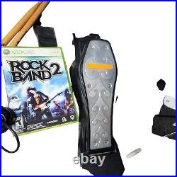 ROCK BAND Drum Set Harmonix XBOX 360 Pedal Drumsticks Game Microphone Bundle