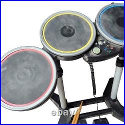 ROCK BAND Drum Set Harmonix XBOX 360 Pedal Drumsticks Game Microphone Bundle