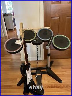ROCK BAND Drum Set Official Harmonix XBOX 360 XBDMS2 with Guitar And microphone