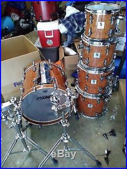 Rare 5 piece Sonor Designer maple lite drum set in exotic bubinga gloss finish