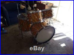 Rare Slingerland Vintage YELLOW TIGER PEARL Drum Set Zildjian cymbals 1969