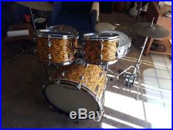 Rare Slingerland Vintage YELLOW TIGER PEARL Drum Set Zildjian cymbals 1969