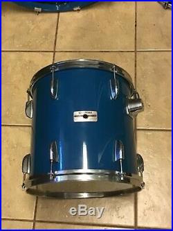 Rare Vintage 80s Yamaha 6 pc Tour Custom Cobalt Blue Lacquer Drum Set Japan Era