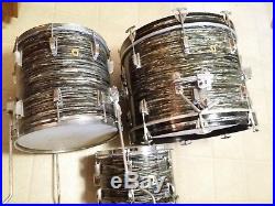 Rare Vintage Ludwig 60s 12/14/20 Black Oyster Pearl Downbeat Drumset 1966 Ringo
