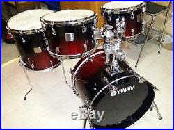 Rare Yamaha Beech Custom Absolute Nouveau 10/12/14/18 Bop Drumset Red/black Fade