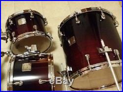 Rare Yamaha Beech Custom Absolute Nouveau 10/12/14/18 Bop Drumset Red/black Fade