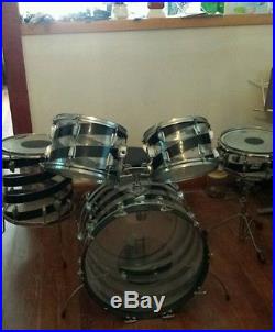 Rare vintage black and clear vistalite spiral 5 piece ludwig drum set