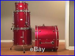 Red Sparkle Custom OCDP Orange County Drums & Percussion 4 pc Drum Set pre GC