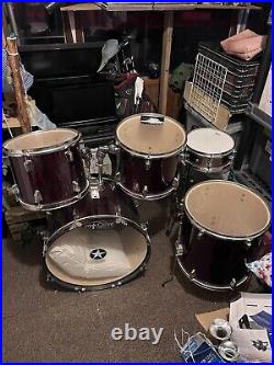 Red pearl drum set used